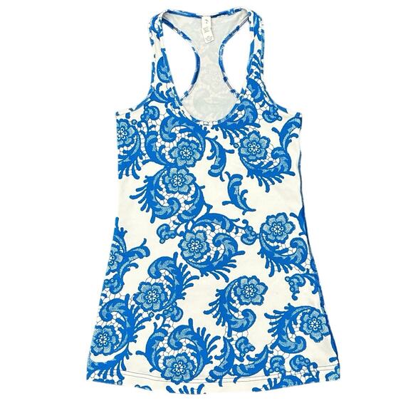 Lululemon Cool Racerback Tank Top: Laceoflage Polar Cream Beaming Blue Size 4 - Picture 2 of 5